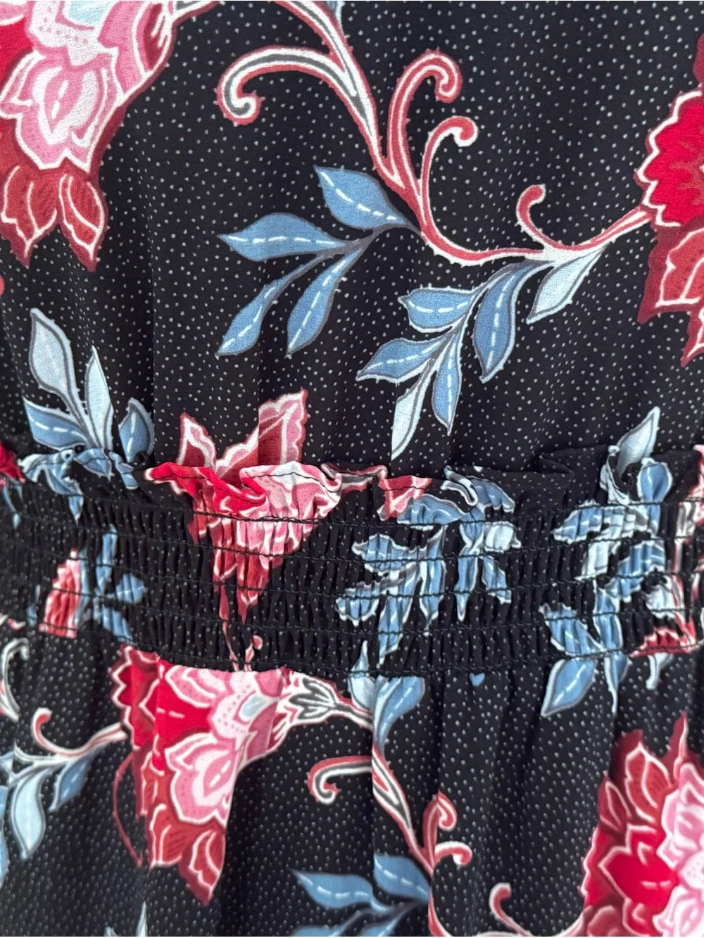LOFT Long-Sleeve Floral Fit-and-Flare Dress with Red & Pink Blooms Size 4_7